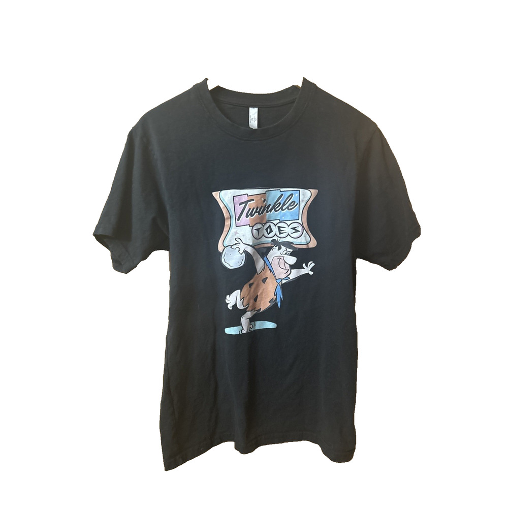 Flintstones Bowling T-Shirt Size Med Black 80’s Cartoon Fred Twinkle Toes
